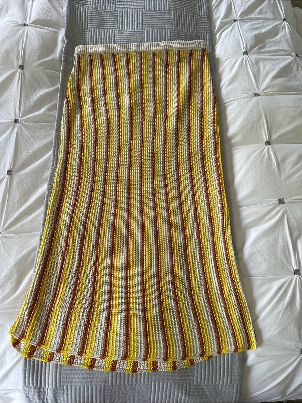 Joe Fresh Yellow, Cream & Brown Striped Maxi Skirt